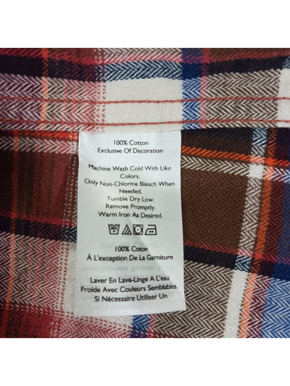 Eddie Bauer Classic Fit Men's Red/Blue Flannel Plaid Button-Up Shirt Size Large - Picture 4 of 16